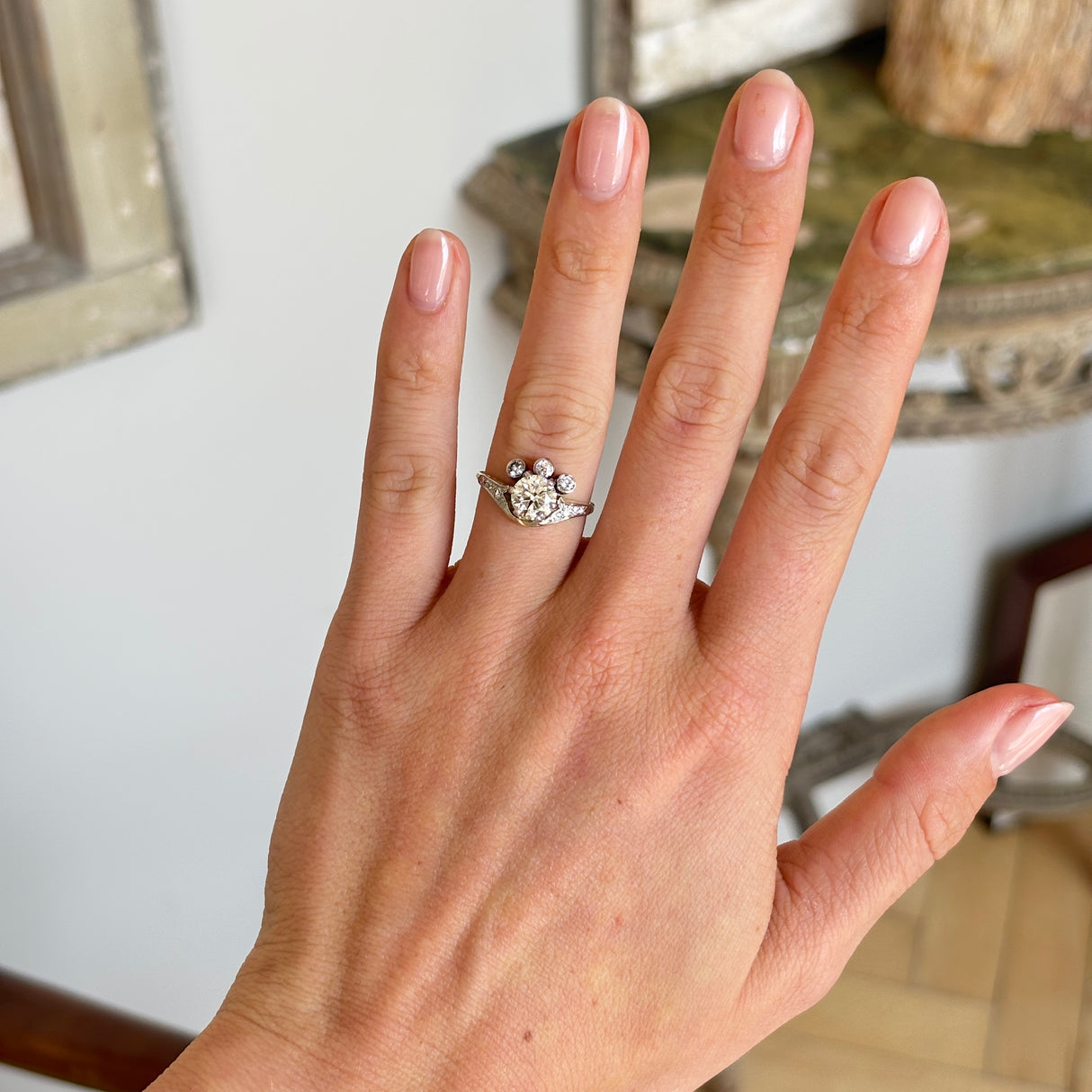 Vintage, 1950s unusual diamond engagement ring