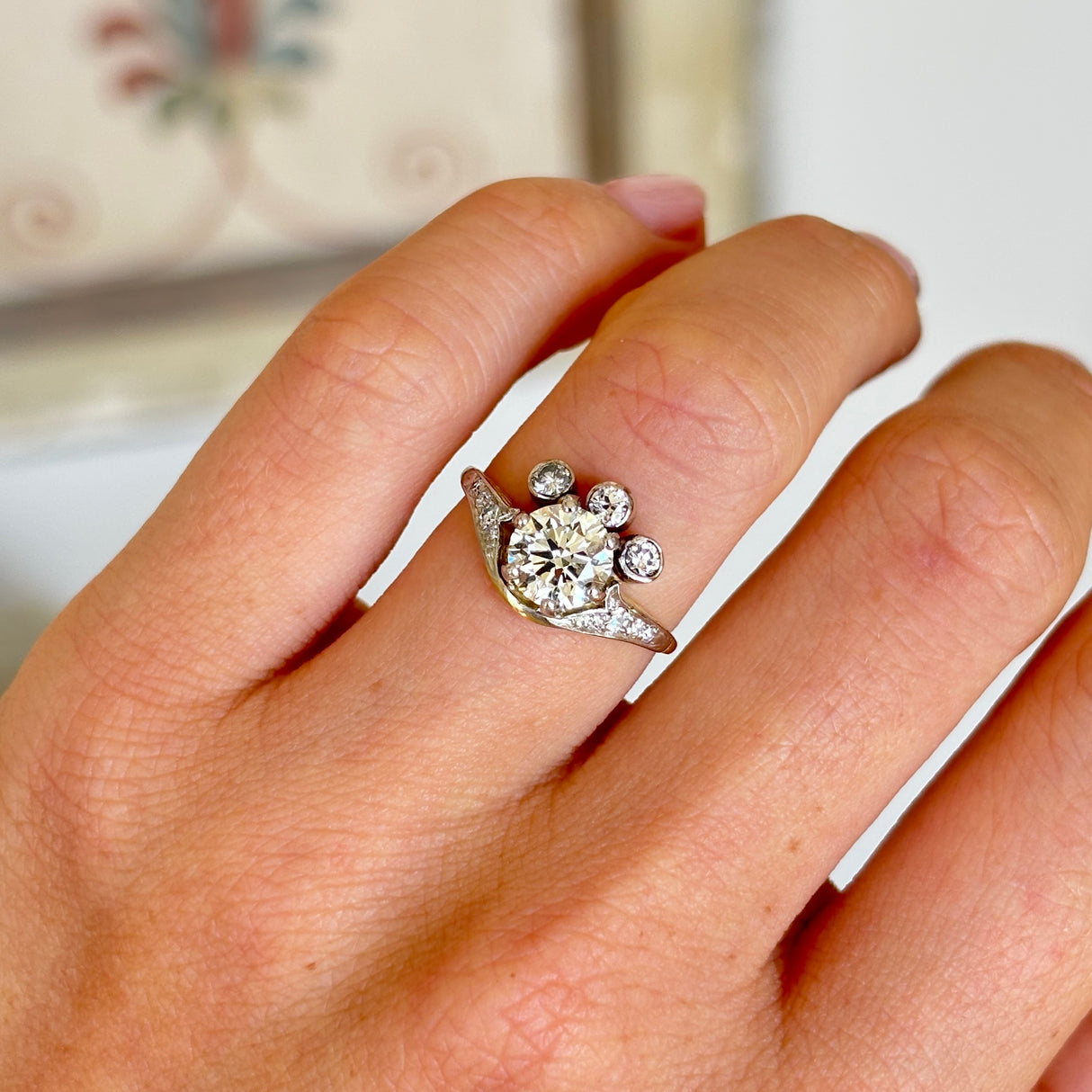 Vintage, 1950s unusual diamond engagement ring