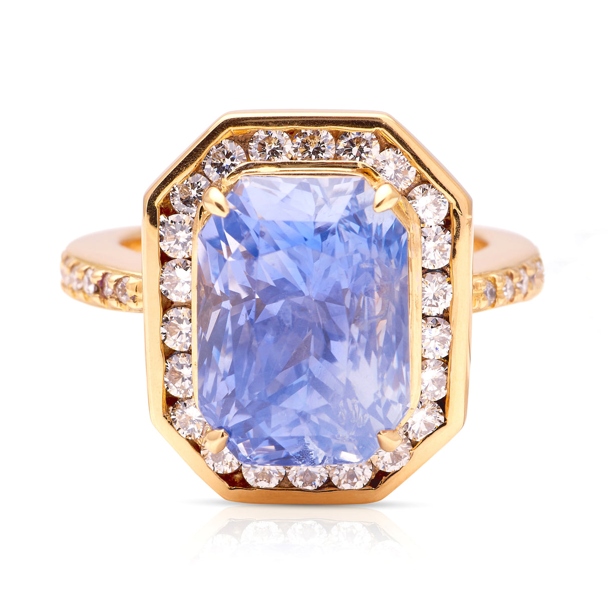 Contemporary, sapphire & diamond cluster ring