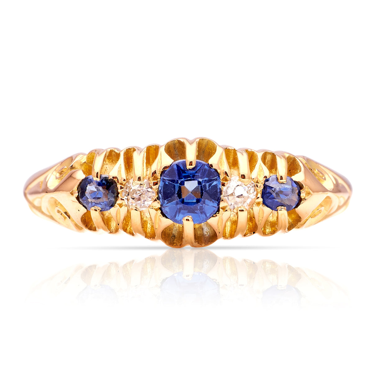 Antique, Edwardian sapphire & diamond five-stone ring