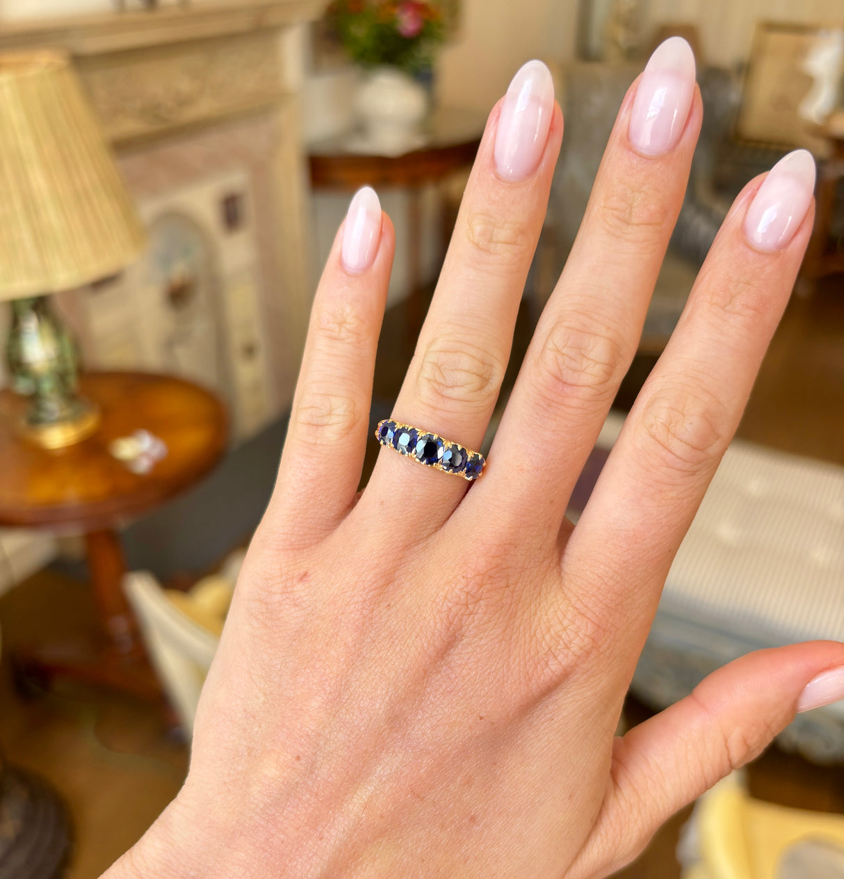 Antique, Victorian sapphire half-hoop ring