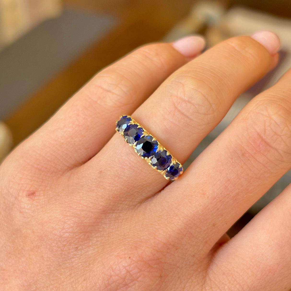 Antique, Victorian sapphire half-hoop ring