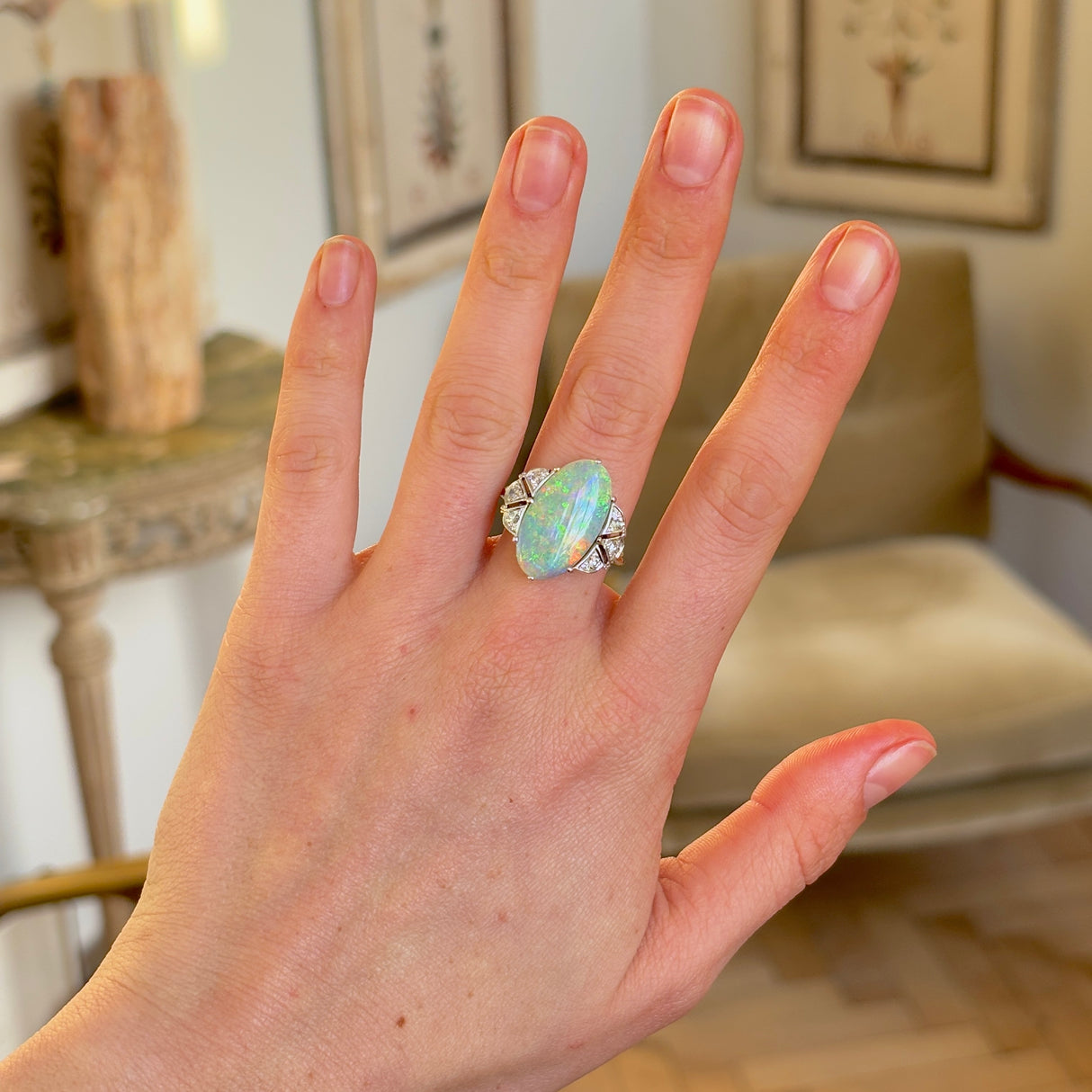 Vintage, Art Deco opal cocktail ring