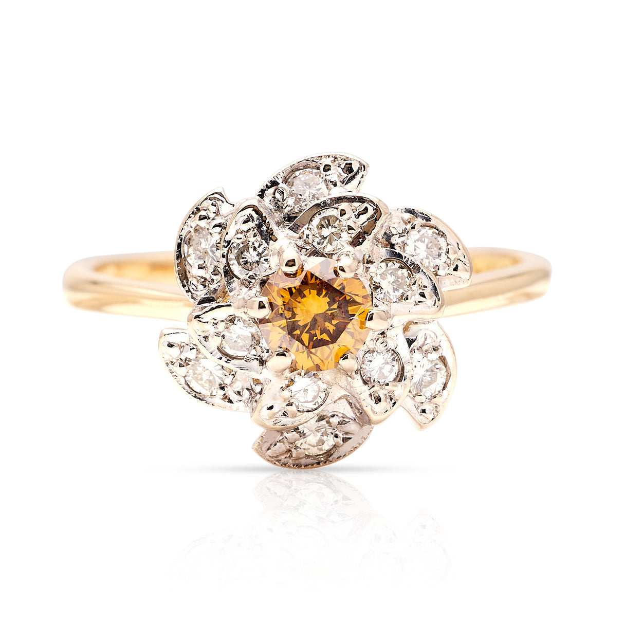 Vintage, 1970s brown diamond & diamond cluster ring