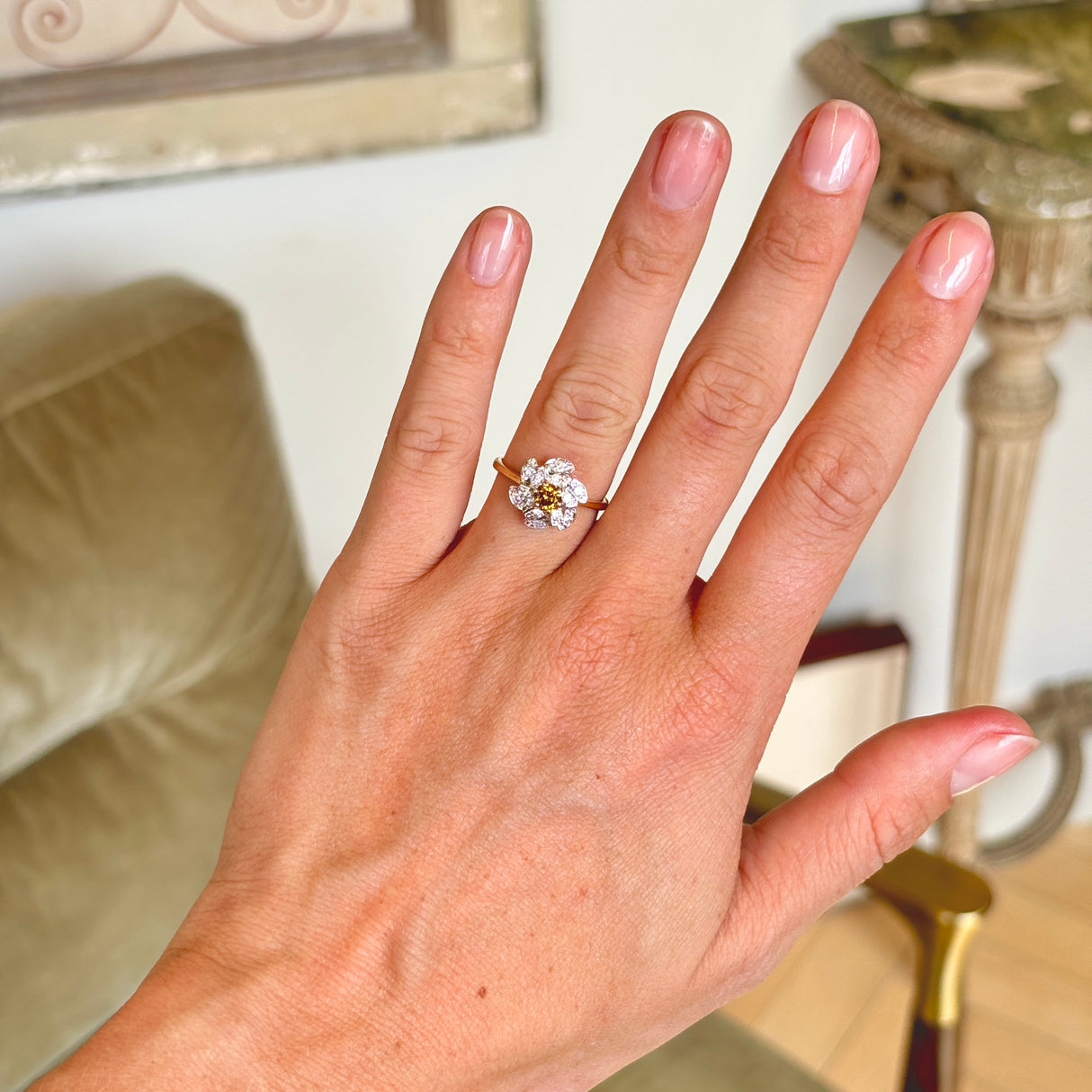 Vintage, 1970s brown diamond & diamond cluster ring