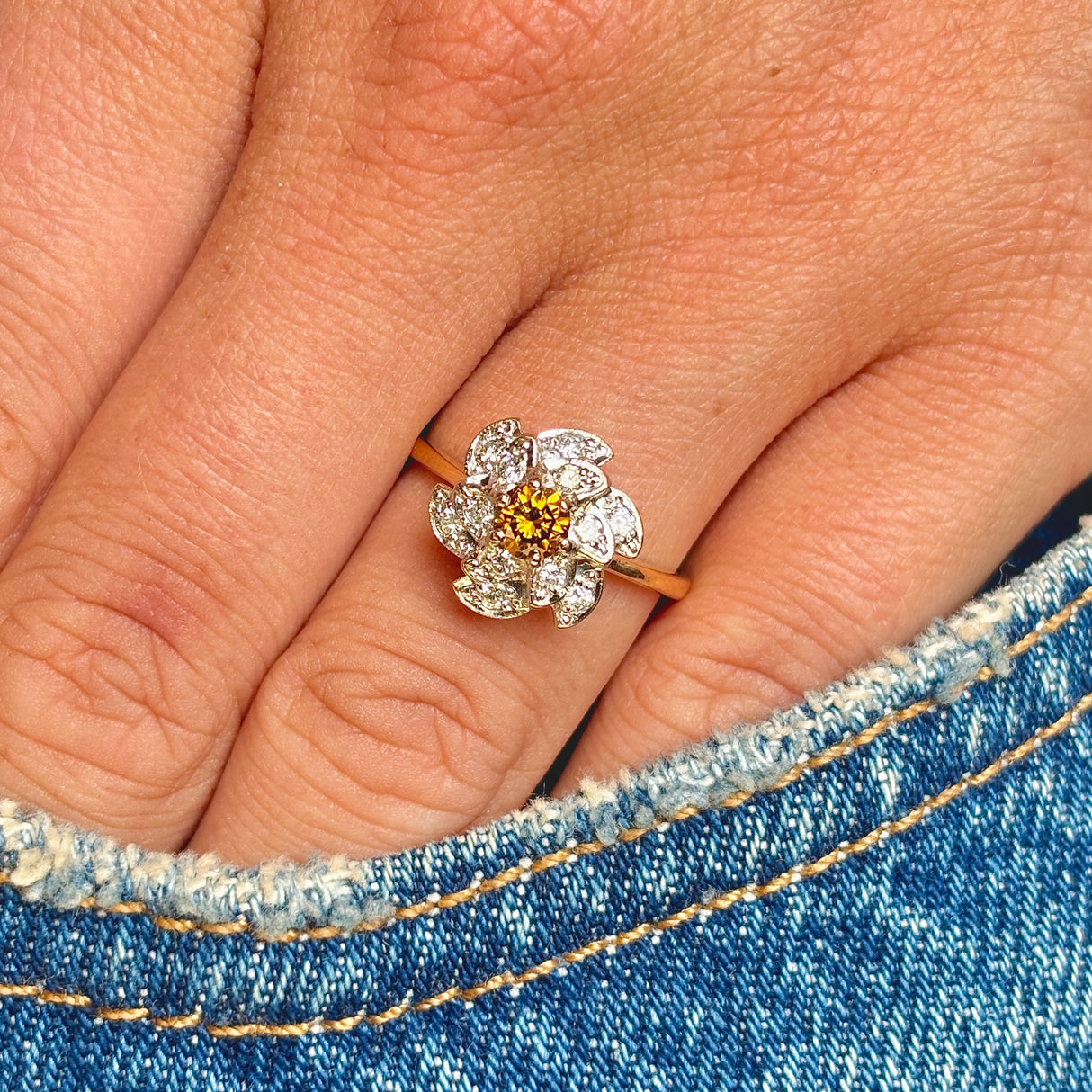 Vintage, 1970s brown diamond & diamond cluster ring