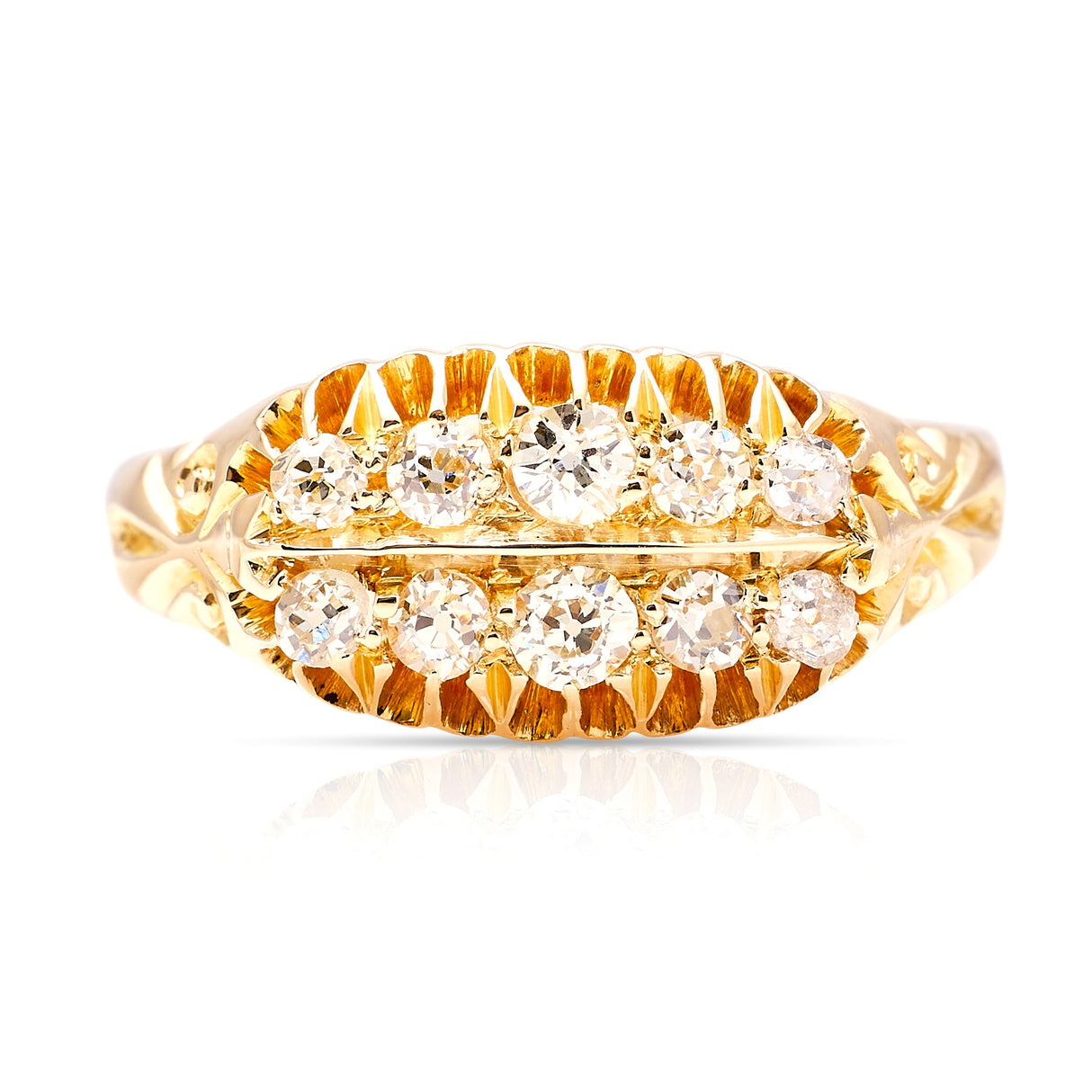 2422-Antique, Victorian diamond half-hoop ring-