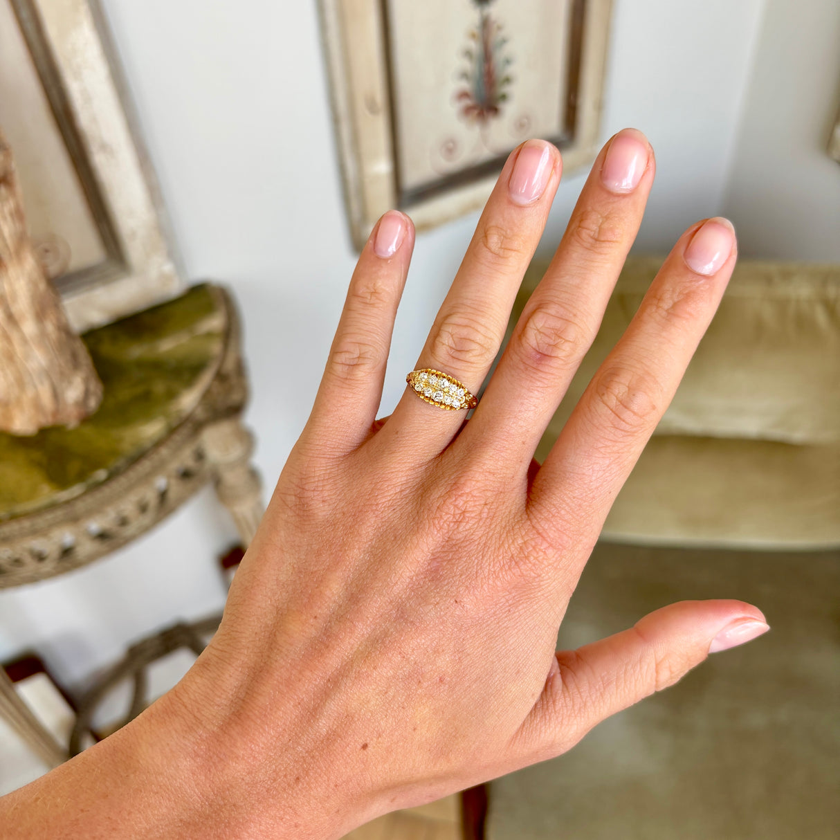 Antique, Victorian diamond half-hoop ring