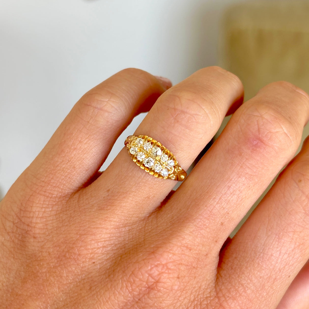 Antique, Victorian diamond half-hoop ring