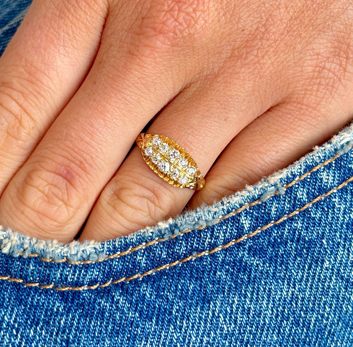 Antique, Victorian diamond half-hoop ring