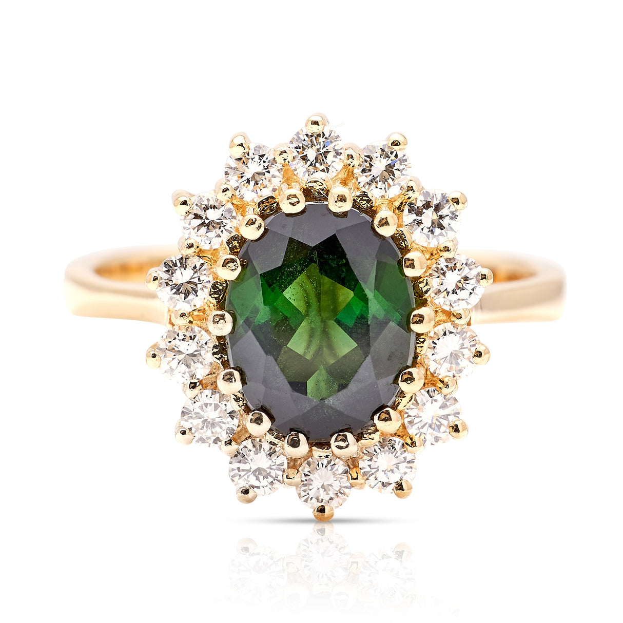 Vintage, 1970s tourmaline & diamond cluster ring