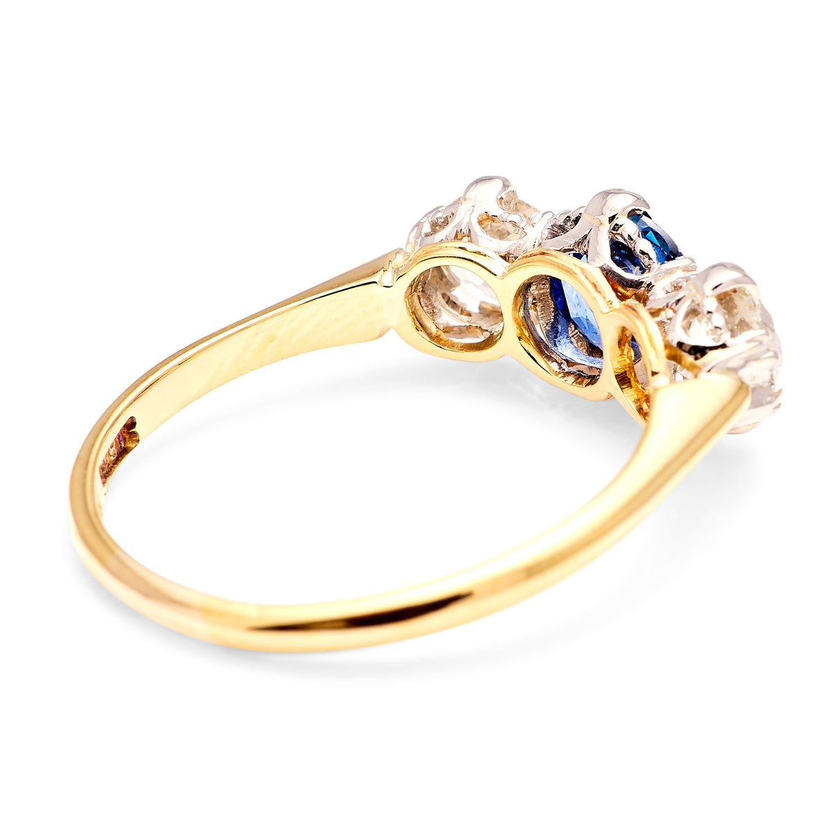 Antique, Edwardian sapphire & diamond three-stone ring