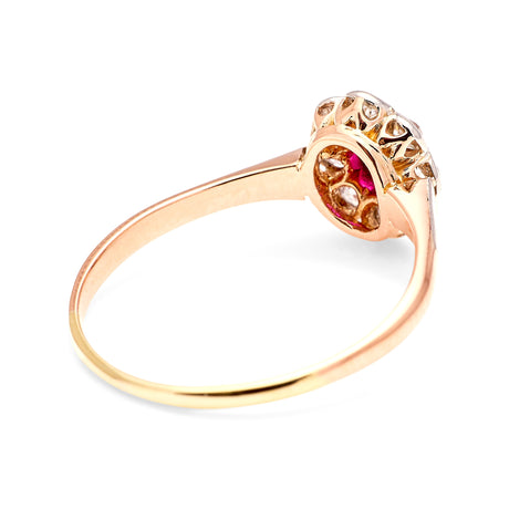 Antique, 1900s ruby & diamond cluster ring