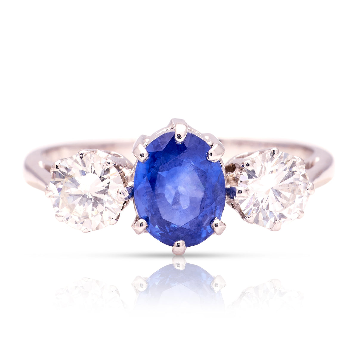 Vintage, 1970s sapphire & diamond three-stone ring