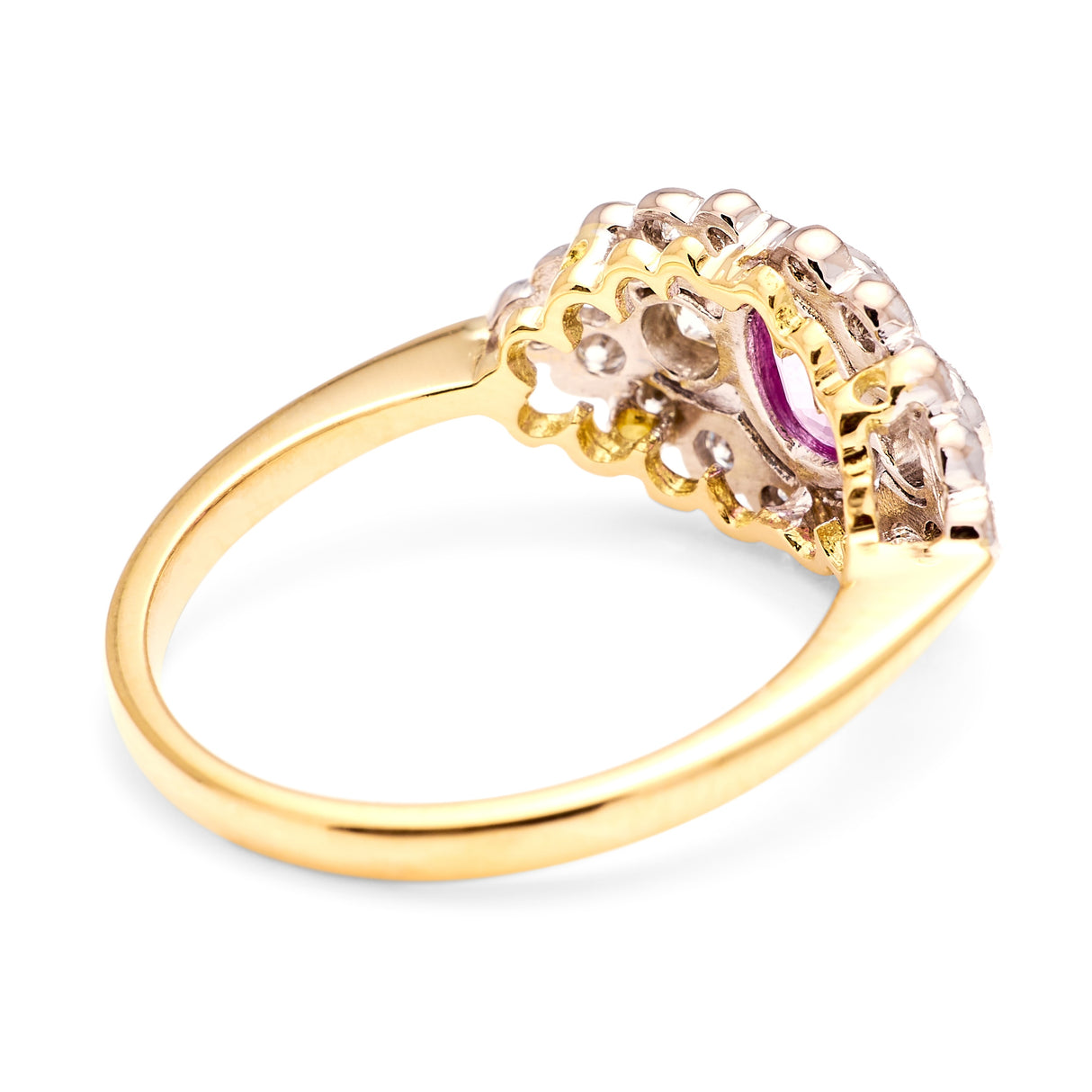 Contemporary, 2000s pink sapphire & diamond cluster ring