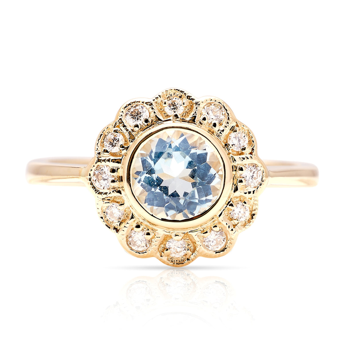 Contemporary, 2000s topaz & diamond cluster ring