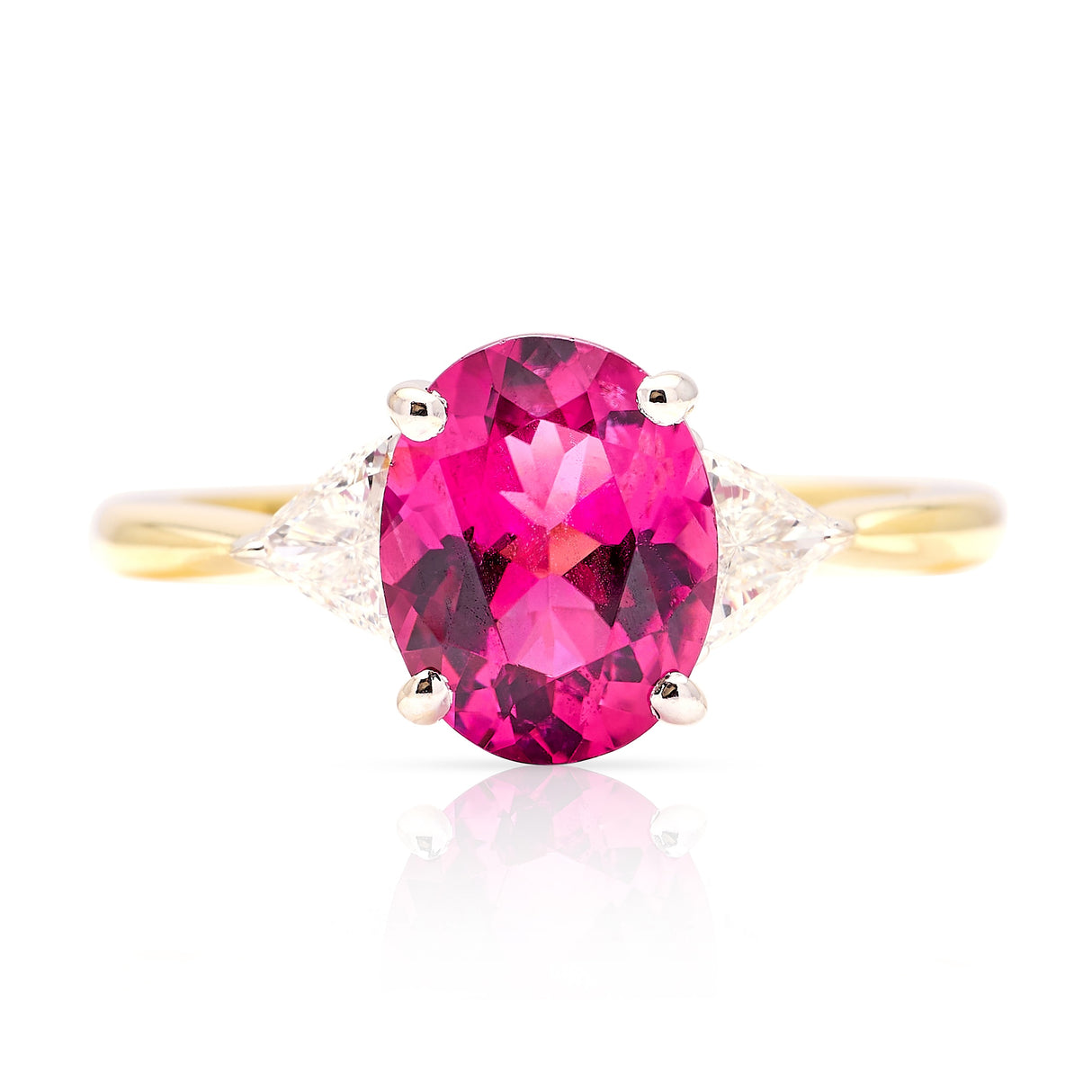 Contemporary, 2000s tourmaline & diamond three stone ring