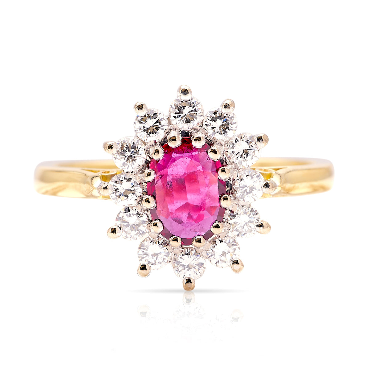 Vintage, 1980s ruby & diamond cluster ring