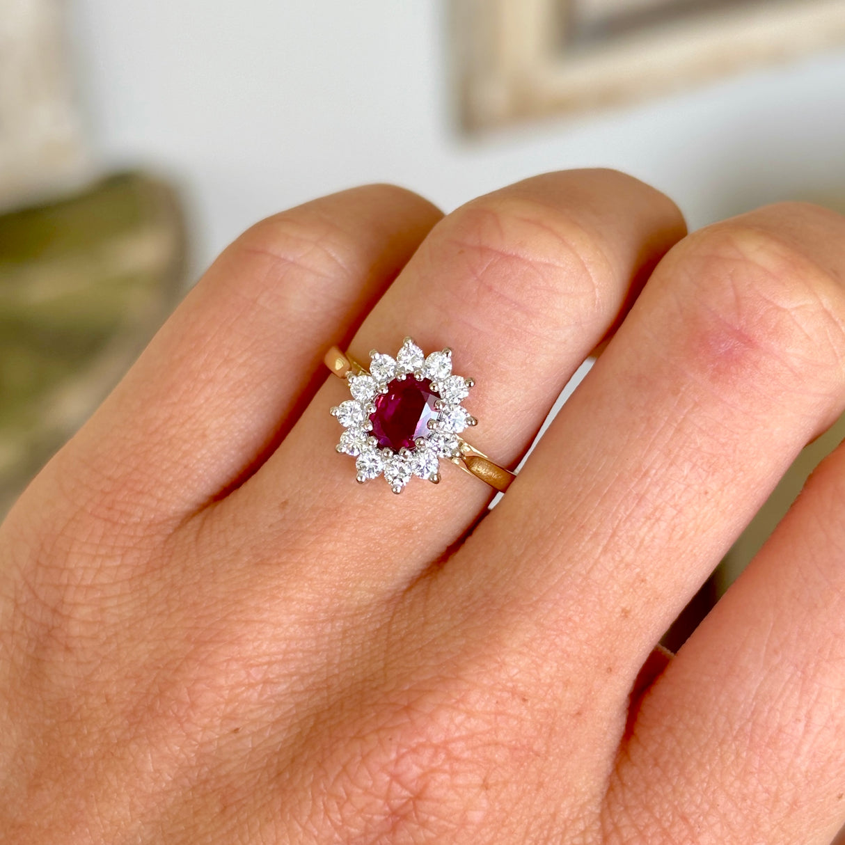 Vintage, 1980s ruby & diamond cluster ring