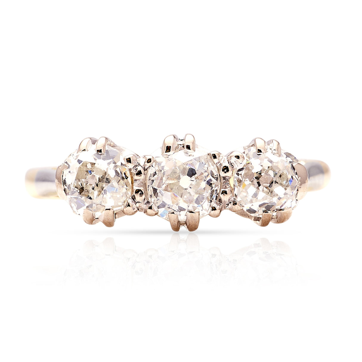 Antique, Edwardian three-stone diamond ring