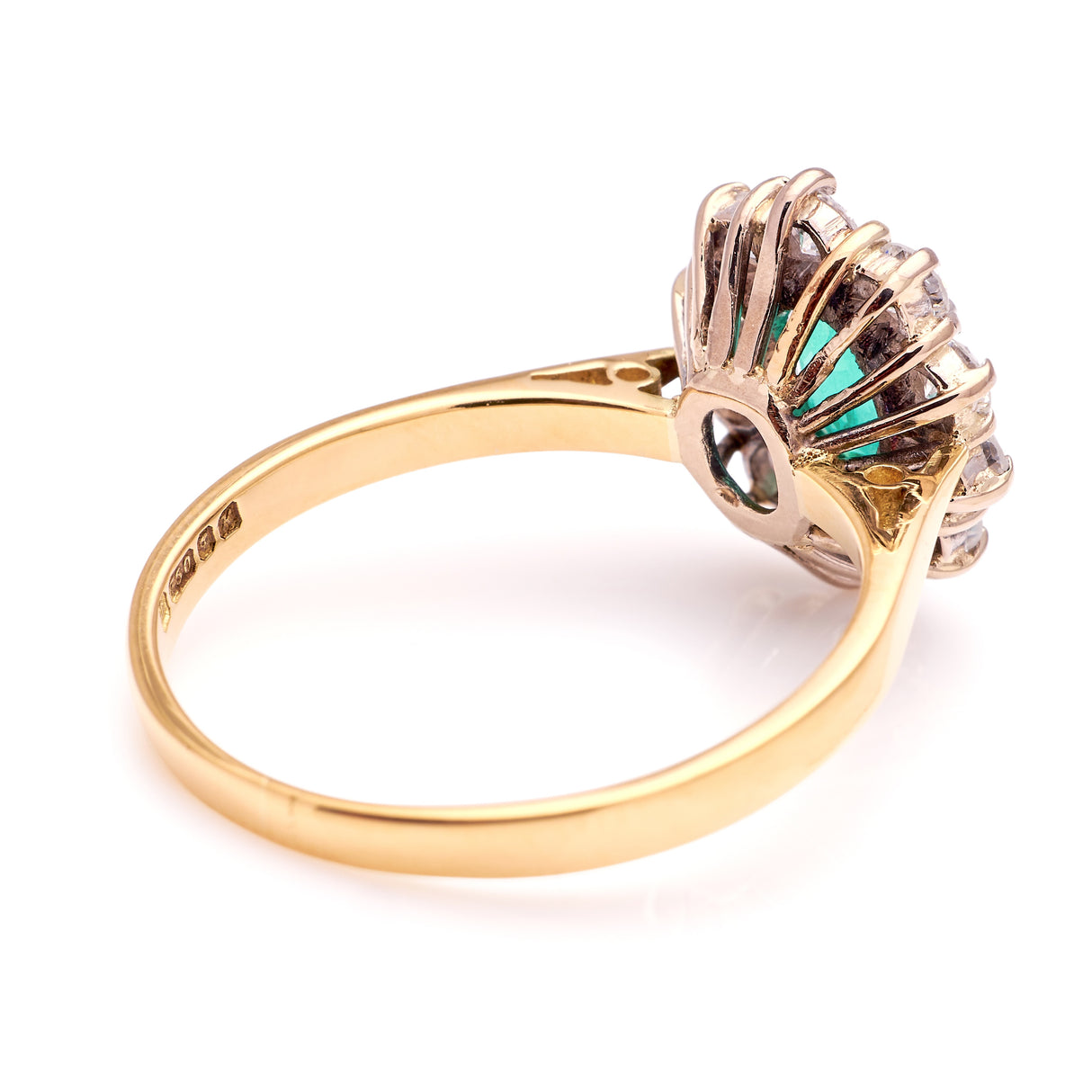 Vintage, 1980s emerald & diamond cluster ring