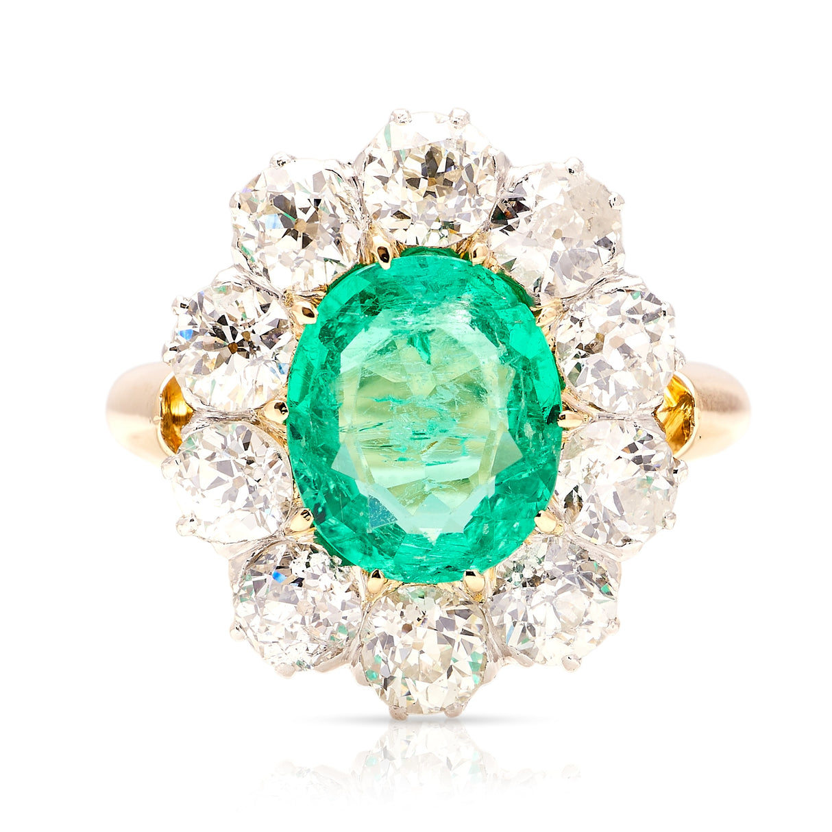 Antique, Edwardian emerald & diamond cluster ring
