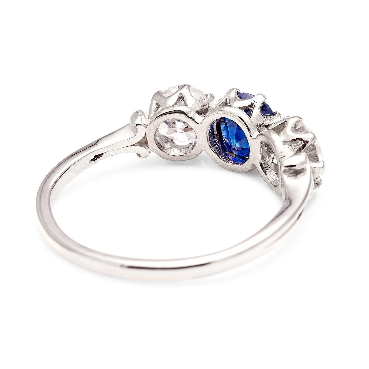Vintage, 1930s sapphire & diamond three-stone ring