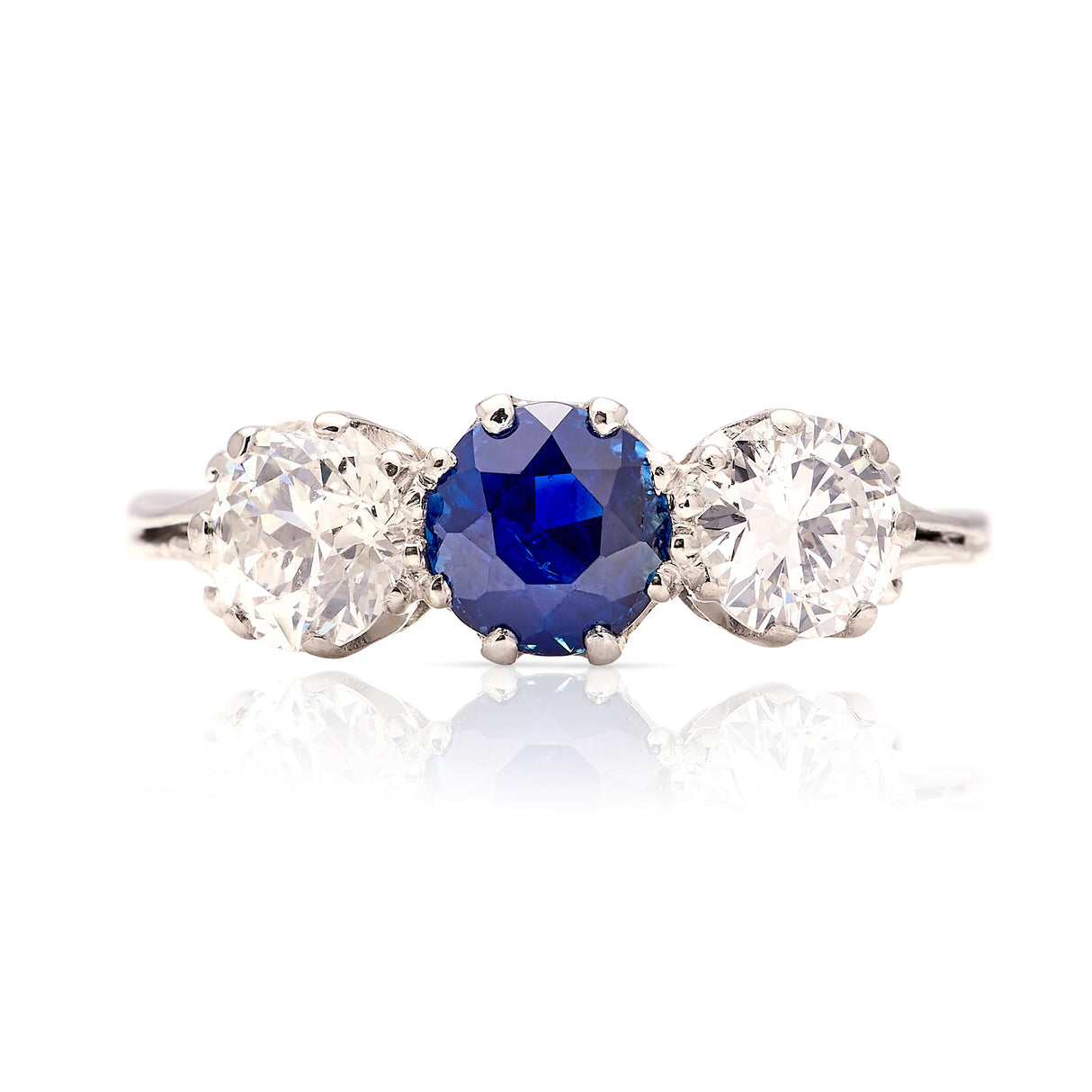 Vintage, 1930s sapphire & diamond three-stone ring