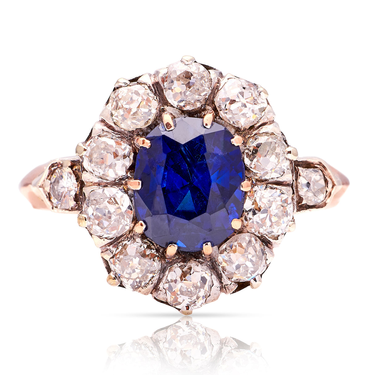Antique, Belle Époque sapphire & diamond cluster ring