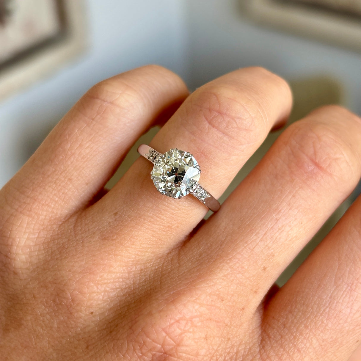 Antique, Edwardian 3ct diamond engagement ring