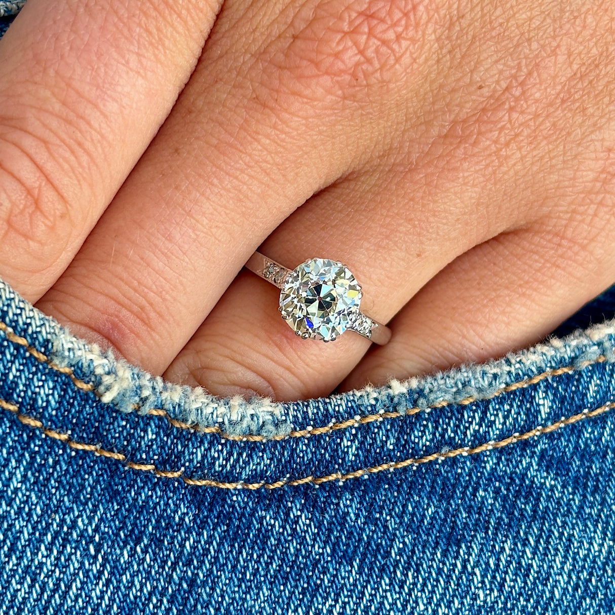 Antique, Edwardian 3ct diamond engagement ring