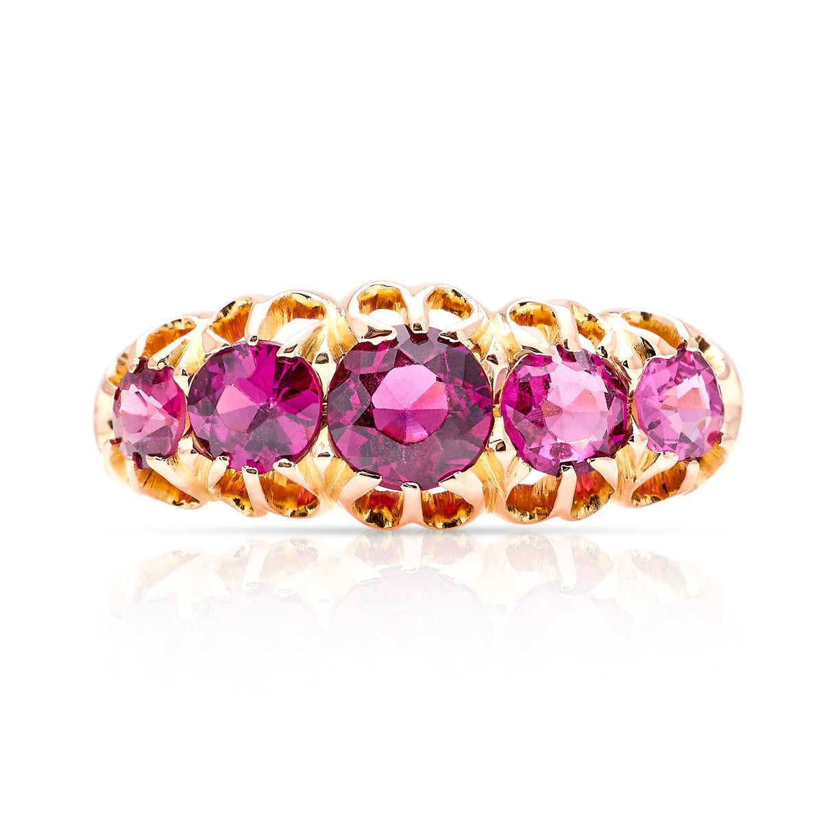 Antique, Edwardian garnet five-stone ring
