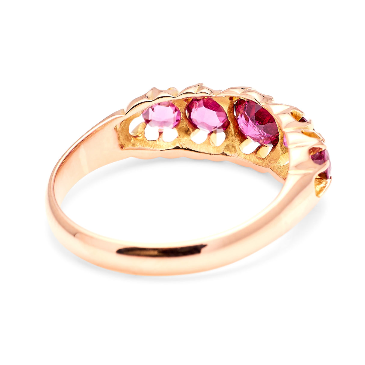 Antique, Edwardian garnet five-stone ring