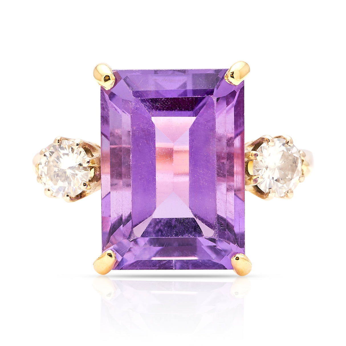 Vintage, 1950s amethyst & diamond three-stone ring