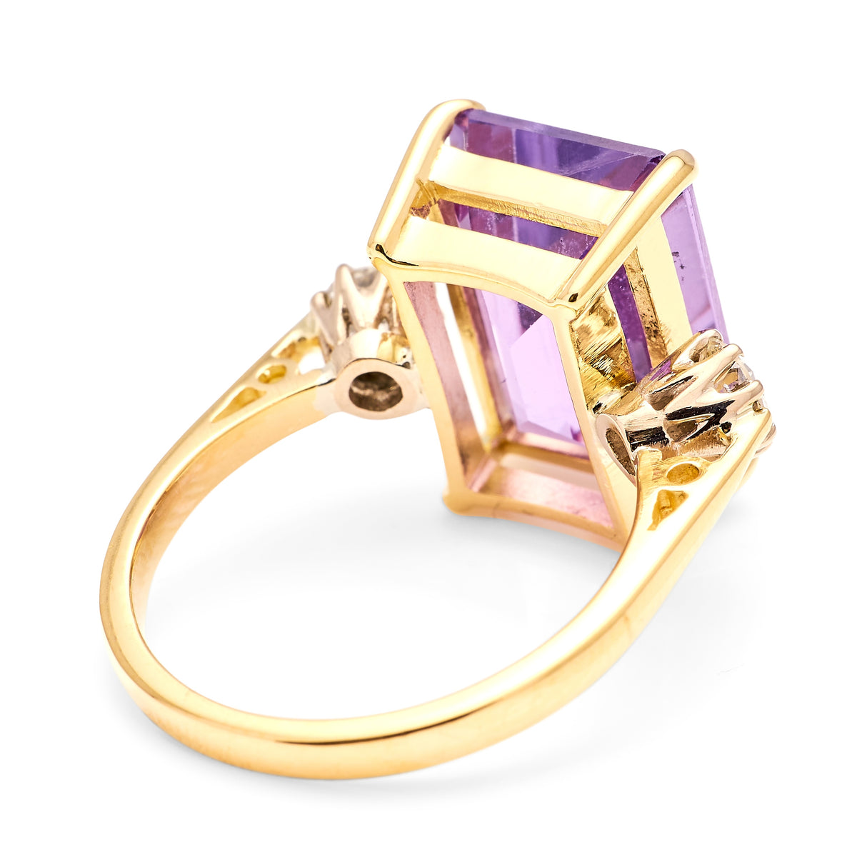 Vintage, 1950s amethyst & diamond three-stone ring