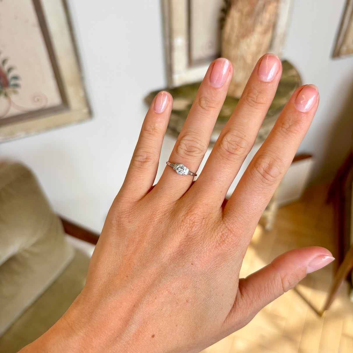 Vintage, late Art Deco solitaire diamond ring