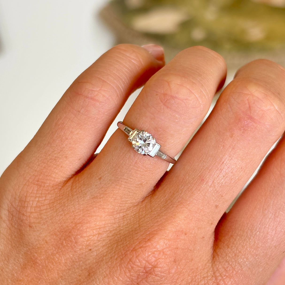 Vintage, late Art Deco solitaire diamond ring