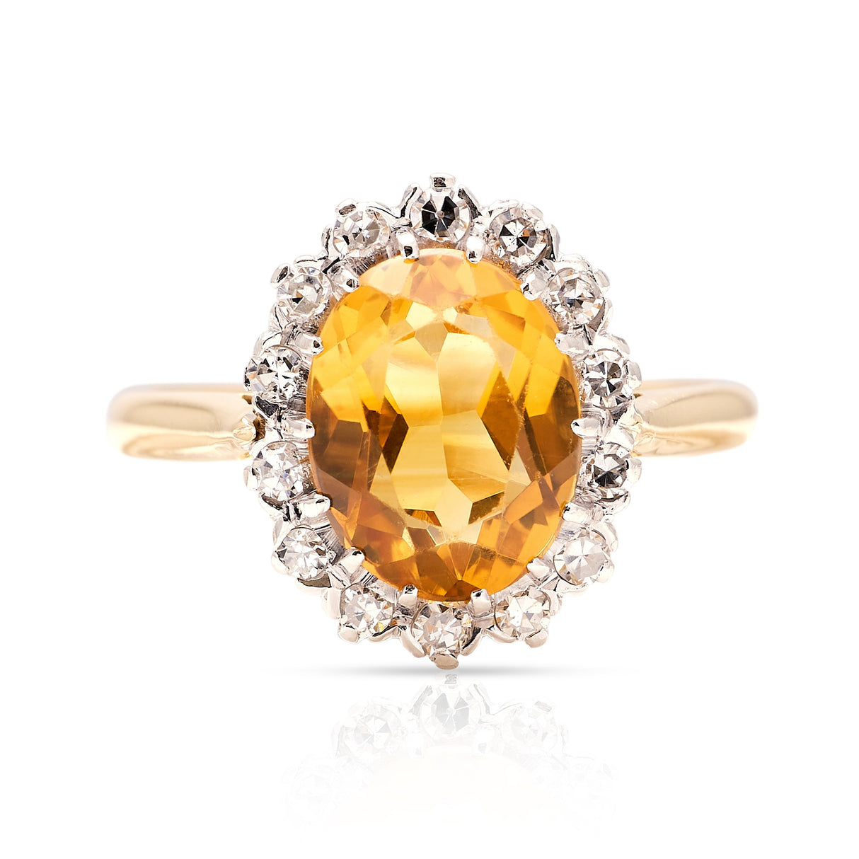 Vintage, 1980s citrine & diamond cluster ring