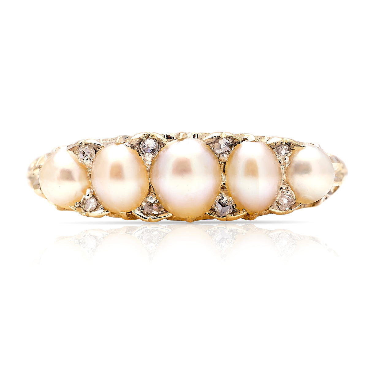 Antique, Victorian pearl half-hoop ring