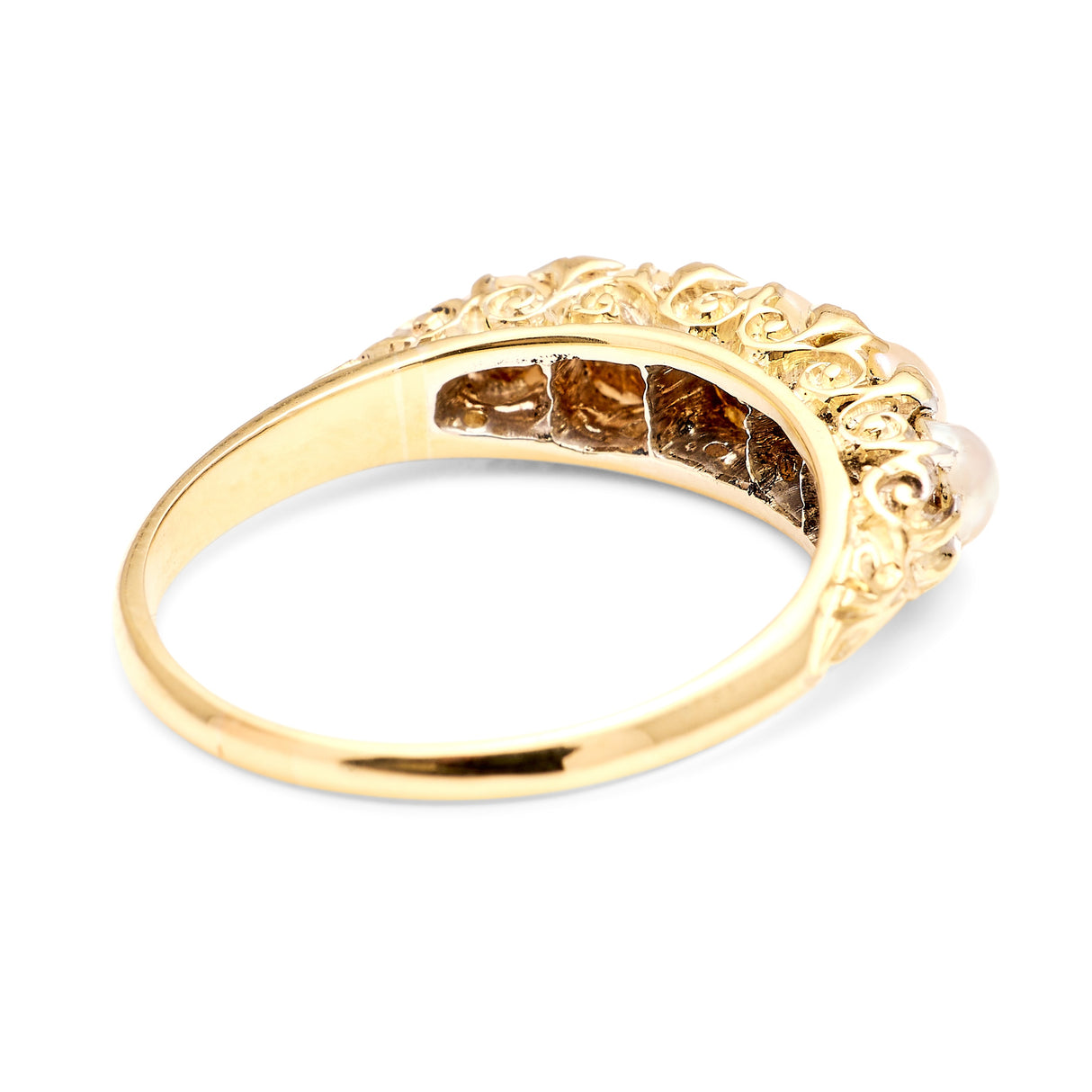 Antique, Victorian pearl half-hoop ring