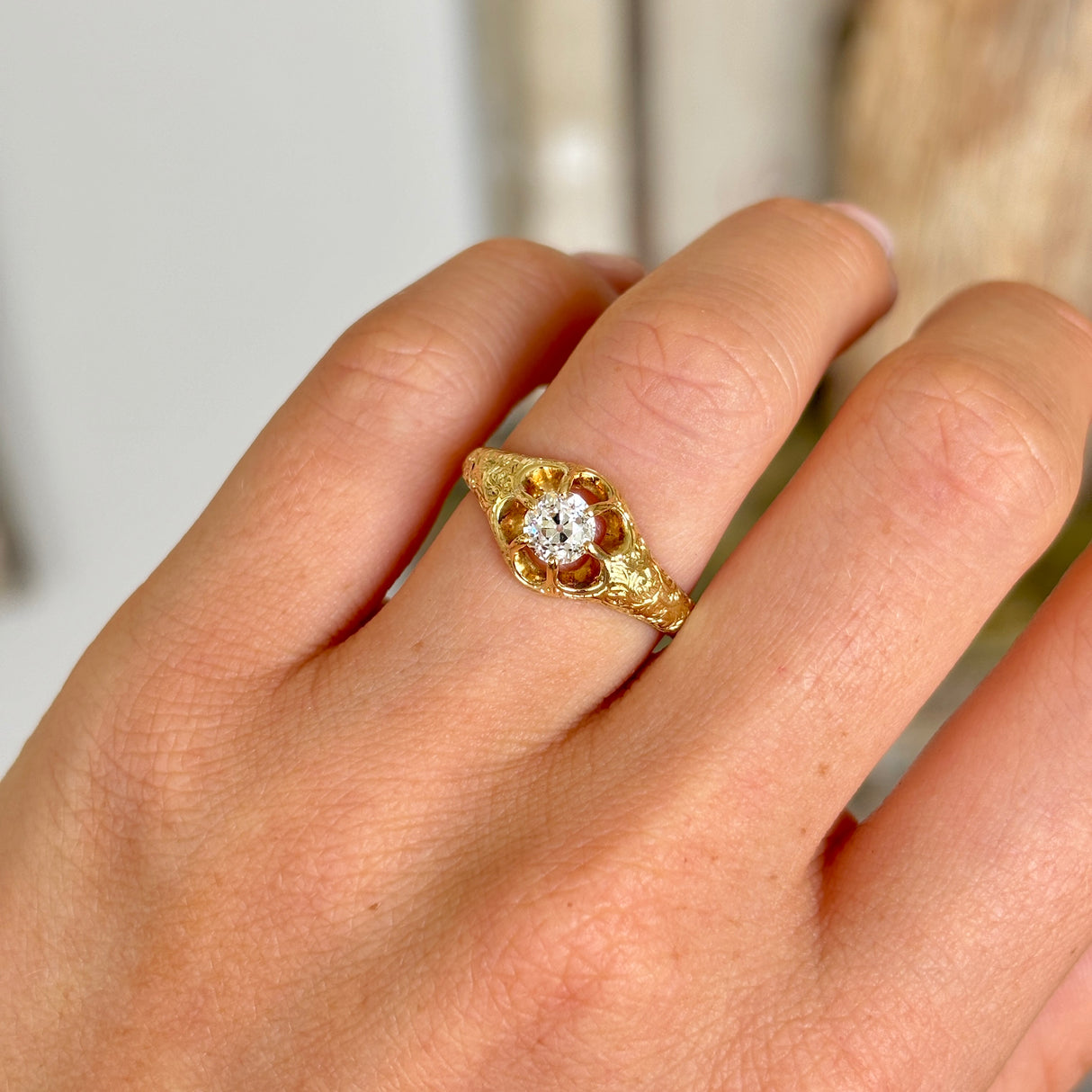 Antique, Victorian solitaire diamond ring