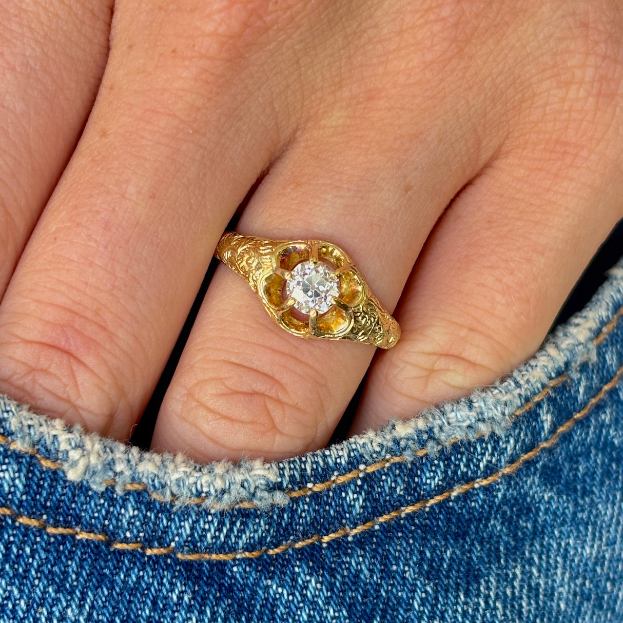 Antique, Victorian solitaire diamond ring