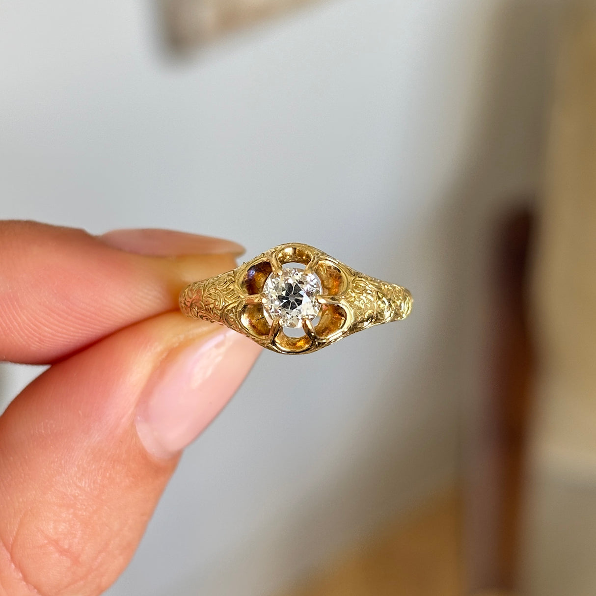 Antique, Victorian solitaire diamond ring