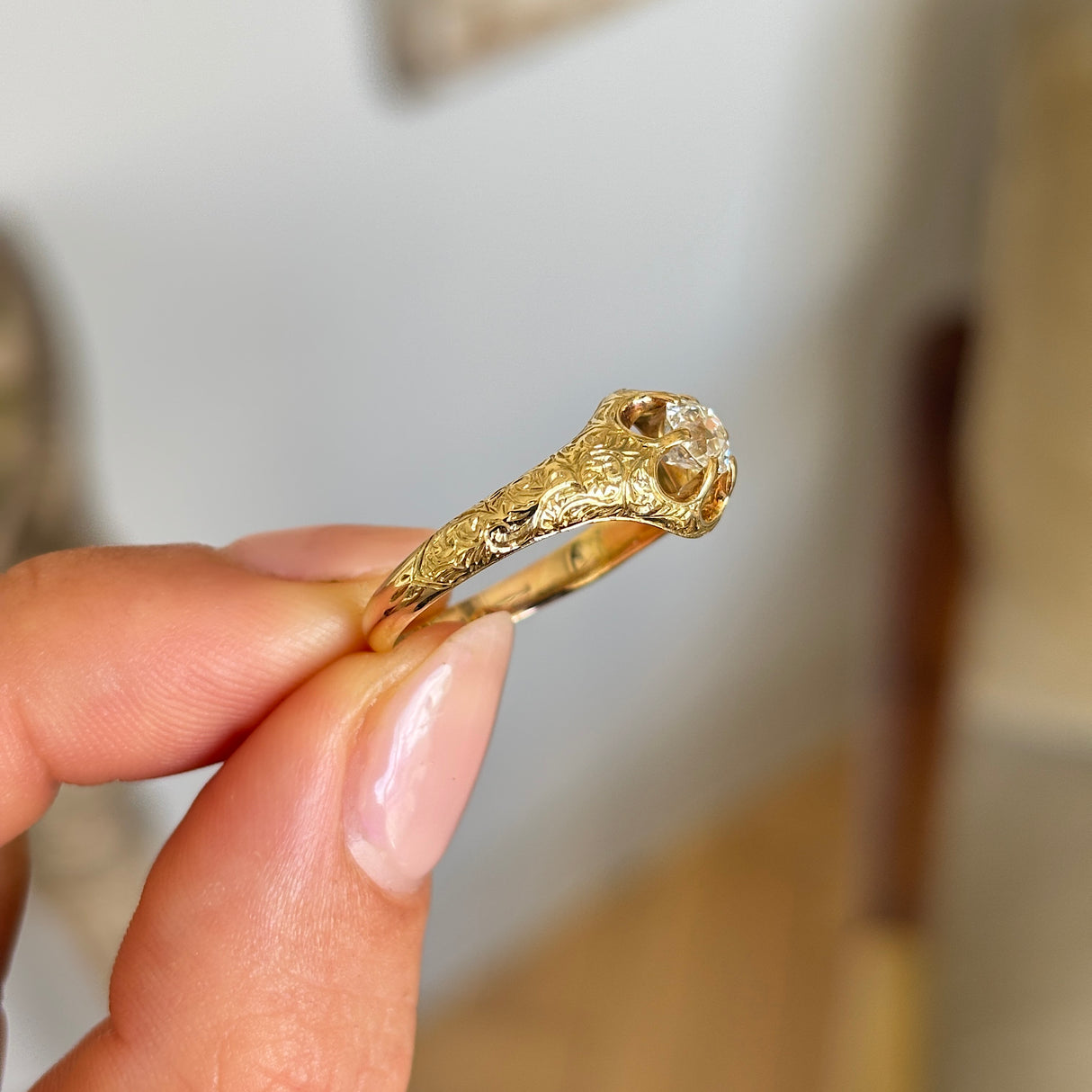 Antique, Victorian solitaire diamond ring