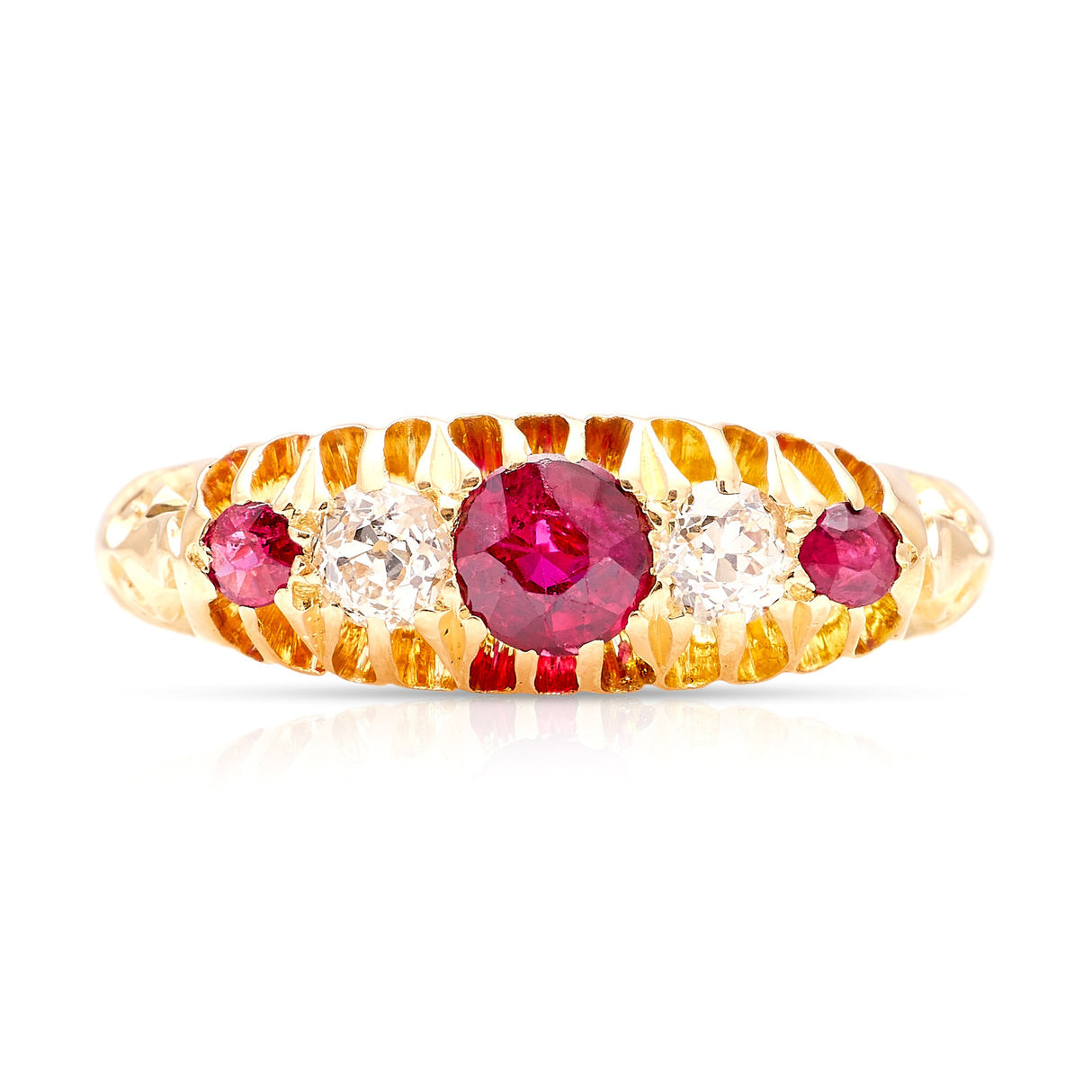 Antique, Edwardian ruby & diamond five-stone ring
