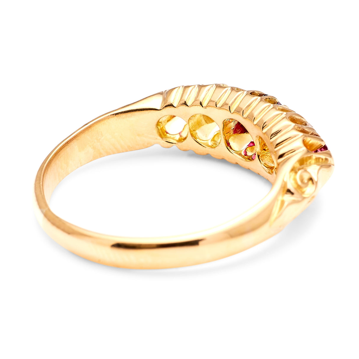 Antique, Edwardian ruby & diamond five-stone ring