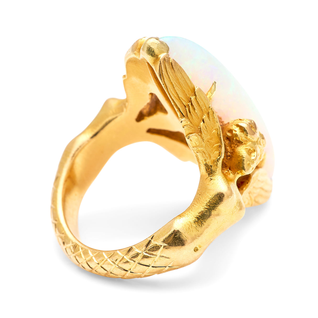 Antique, Art Nouveau opal Melusine ring