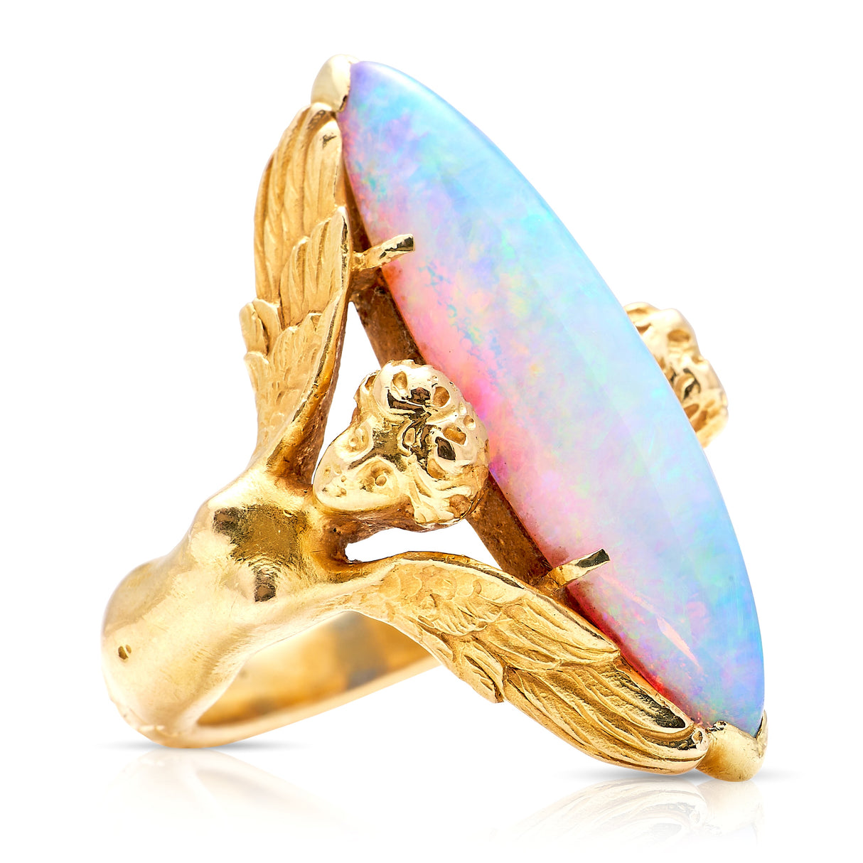 Antique, Art Nouveau opal Melusine ring