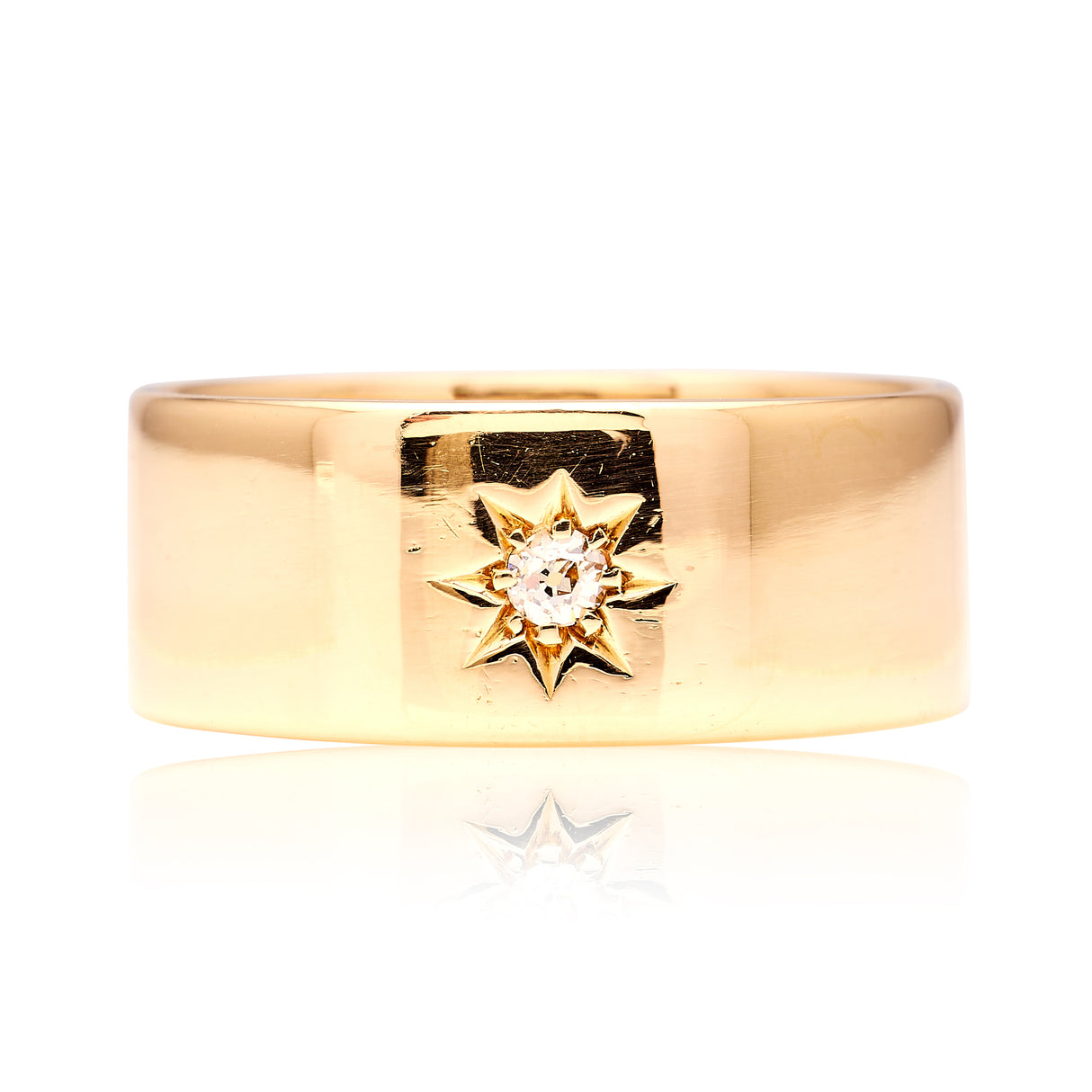 Antique, 1900s diamond solitaire gypsy ring