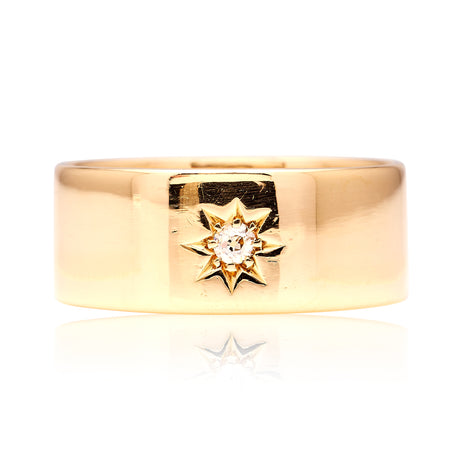 Antique, 1900s diamond solitaire gypsy ring